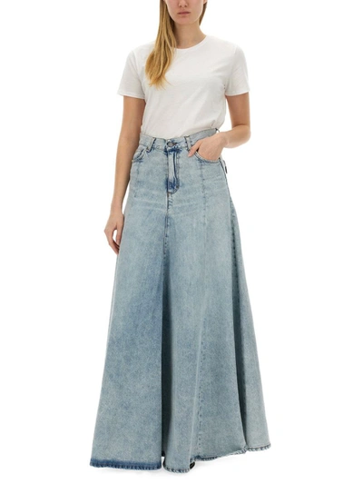 Shop Haikure Long Skirt In Denim