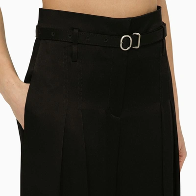 Shop Jil Sander Black Tailored Trousers With Belt In Beige