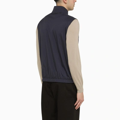 Shop Loro Piana Navy Nylon Waistcoat With Zip In Blue