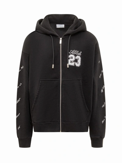 Shop Off-white Zipper Sweatshirt With Logo 23 In Black