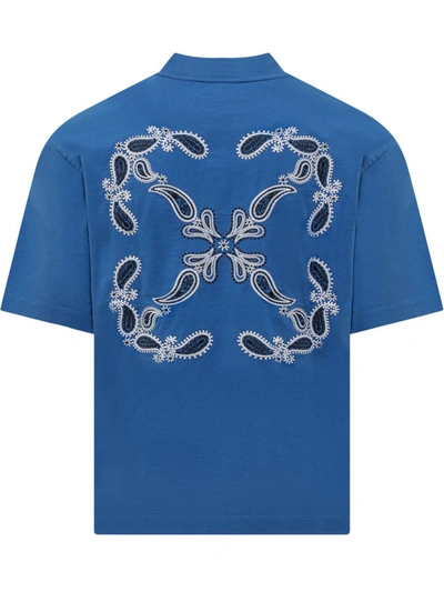 Shop Off-white T-shirt With Bandana Pattern In Blue