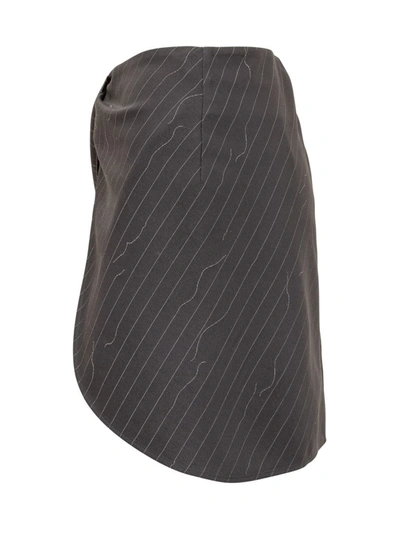 Shop Off-white Mini Twist Pinstripe Skirt In Grey