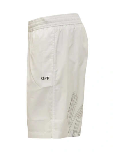 Shop Off-white Beach Boxer Shorts With Scribble Pattern