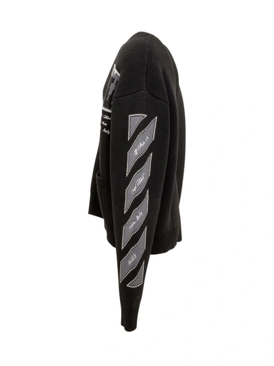 Shop Off-white Varsity Arrow Logo Cardigan In Black