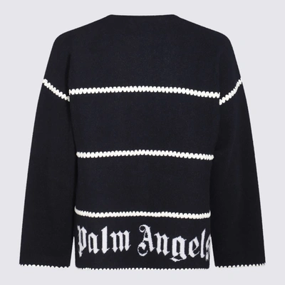 Shop Palm Angels Black Wool Blend Pa Monogram Sweater