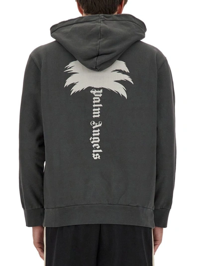 Shop Palm Angels Hoodie In Grey