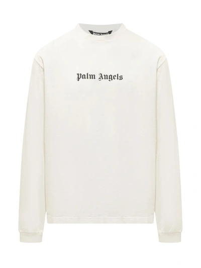 Shop Palm Angels Logo Tee L/s In White