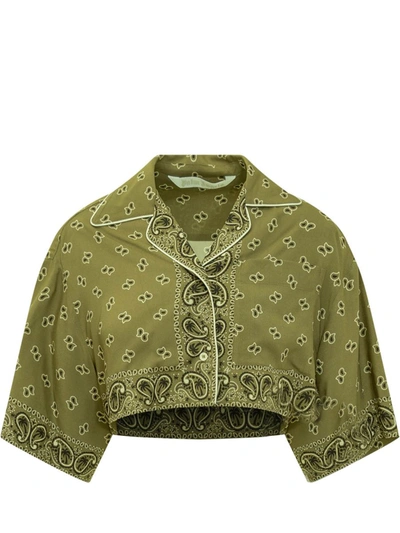 Shop Palm Angels Paisley Crop Shirt In Green