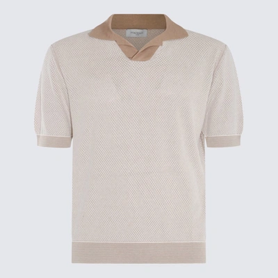 Shop Piacenza Cashmere Beige Cotton-silk Blend Polo Shirt In White