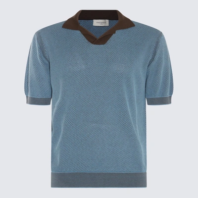 Shop Piacenza Cashmere Blue Cotton-silk Blend Polo Shirt