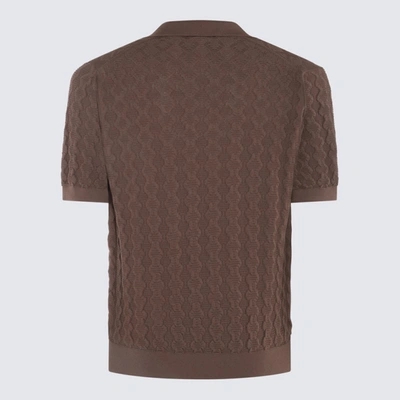 Shop Piacenza Cashmere Brown Cotton Polo Shirt