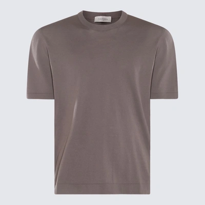 Shop Piacenza Cashmere Stone Grey Cotton T-shirt
