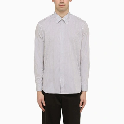 Pt Torino White Viscose Striped Shirt In White