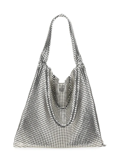 Shop Rabanne Shoulder Bag "cabas" In Silver
