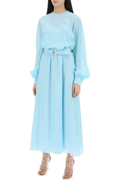 Shop Raquel Diniz 'marta' Silk Chiffon Dress In Blue