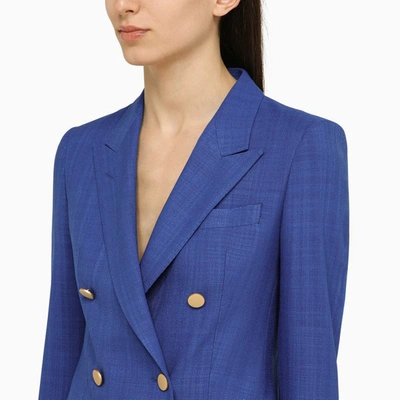 Shop Tagliatore Blend Double-breasted Jacket In Blue