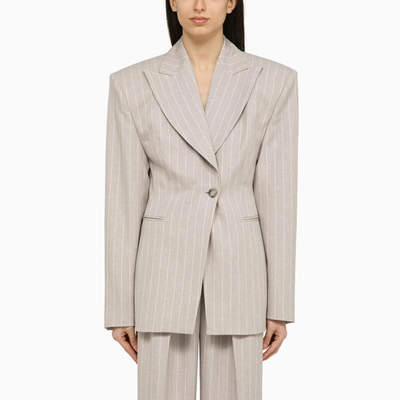 Shop The Andamane Pearl Pinstripe Single-breasted Jacket Ottavia In White