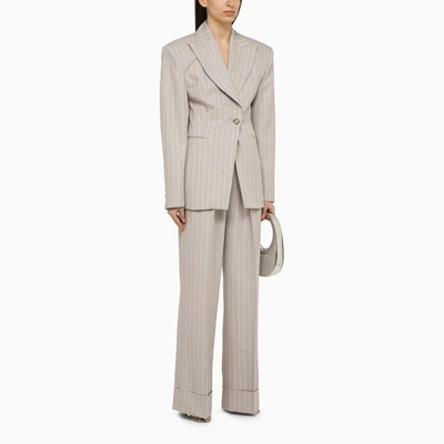 Shop The Andamane Pearl Grey Pinstripe Single-breasted Jacket Ottavia In White