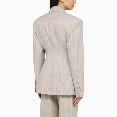 Shop The Andamane Pearl Grey Pinstripe Single-breasted Jacket Ottavia In White