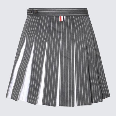 Shop Thom Browne Grey And White Cotton-wool Blend Skirt In Med Grey