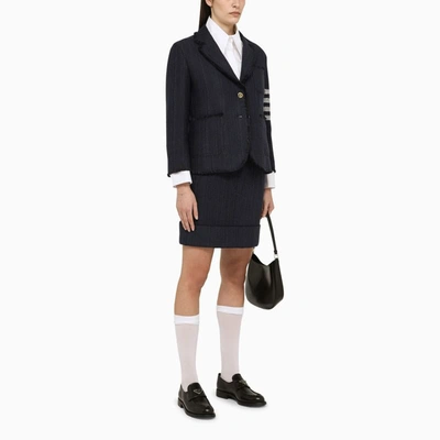 Shop Thom Browne Navy Single-breasted Jacket In Blend In Blue