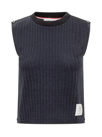 Shop Thom Browne Shell Top Jacquard In Blue