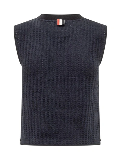 Shop Thom Browne Shell Top Jacquard In Blue