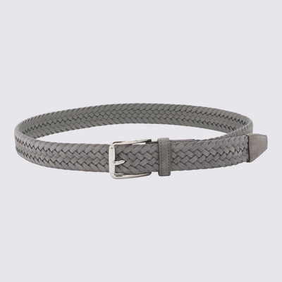 Shop Tod's Grey Leather Belt In Smoke