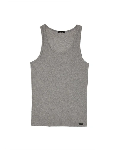 Shop Tom Ford Tank Top With Logo In Grey