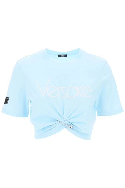 Shop Versace "cropped 1978 Re In Blue