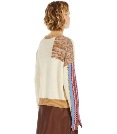 Shop Weekend Max Mara Padana Multicolored Patchwork Jumper In Beige