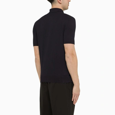 Shop Zegna Navy Short Sleeves Polo In Blue