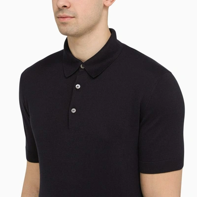 Shop Zegna Navy Short Sleeves Polo In Blue