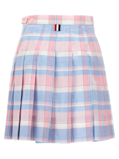 Shop Thom Browne Check Pleated Skirt Skirts Multicolor
