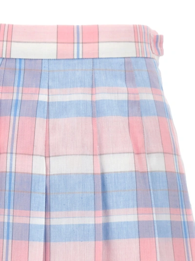 Shop Thom Browne Check Pleated Skirt Skirts Multicolor