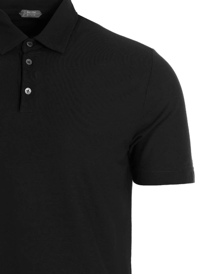 Zanone Mother Of Pearl Buttons Polo Shirt In Black