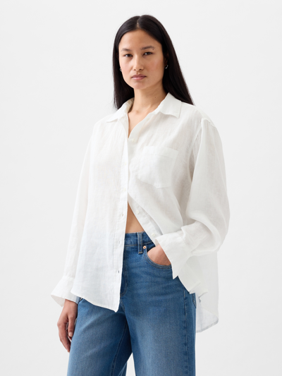 Shop Gap 100% Linen Big Shirt In Off White