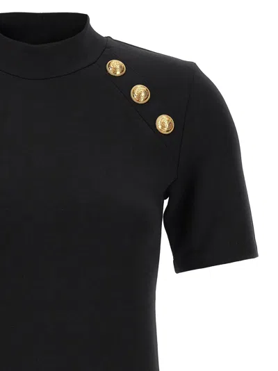 Shop Balmain Logo Buttons T-shirt Black