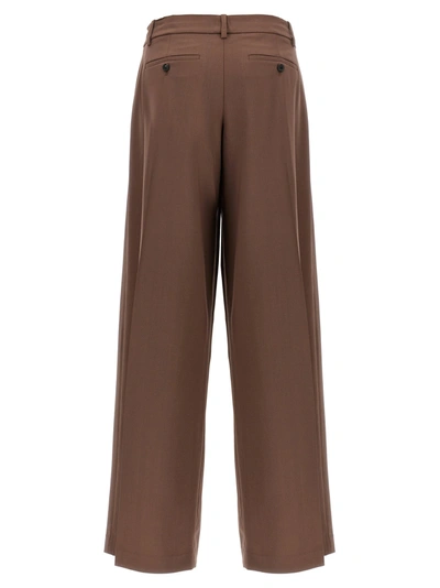Shop Theory Low Rise Pleated Pants Brown