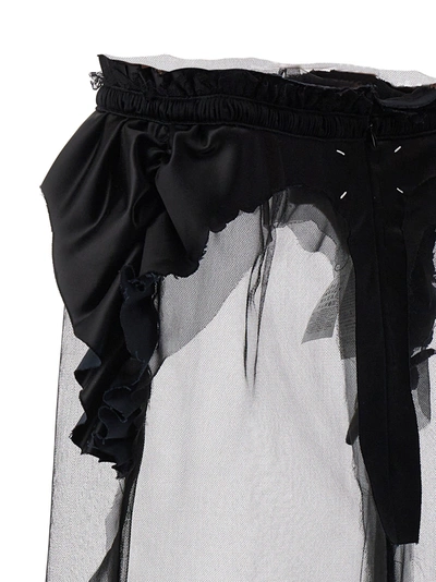 Shop Maison Margiela Satin Ruche Tulle Skirt Skirts Black