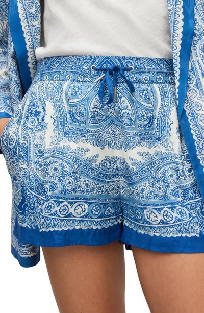 Shop Allsaints Aleida Rafaela Paisley Print Shorts In Blue/ White