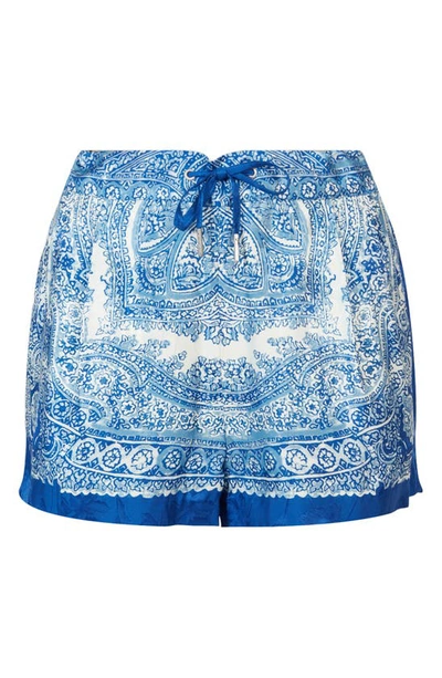 Shop Allsaints Aleida Rafaela Paisley Print Shorts In Blue/ White