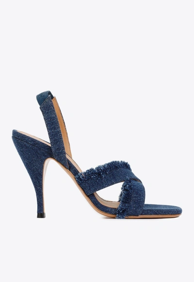 Shop Off-white 110 Slingback Denim Sandals In Blue