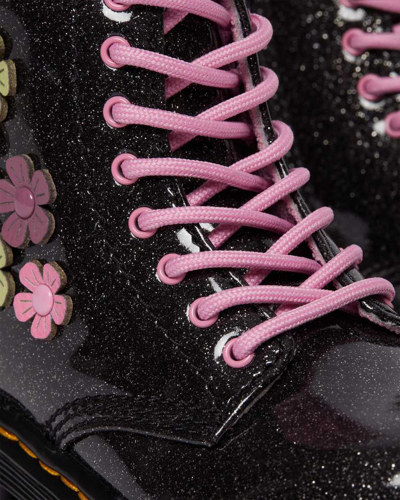 Shop Dr. Martens' Toddler 1460 Glitter & Flower Applique Lace Up Boots In Black,pink