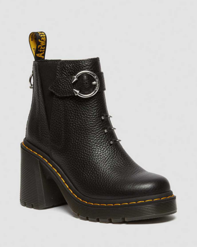 Shop Dr. Martens' Spence Piercing Leather Flared Heel Chelsea Boots In Black