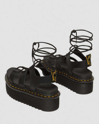 Dr. Martens Dr.martens Nartilla Hydro Leather Gladiator Sandals In Black
