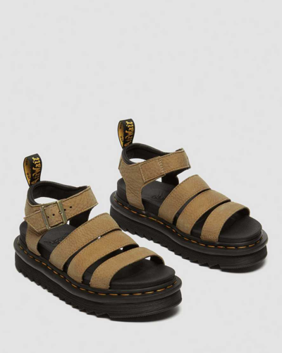 Shop Dr. Martens' Blaire Tumbled Nubuck Leather Sandals In Tan,brown