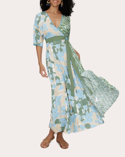 Shop Diane Von Furstenberg Women's Eloise Maxi Two Dress In Cerulean Floral Multi