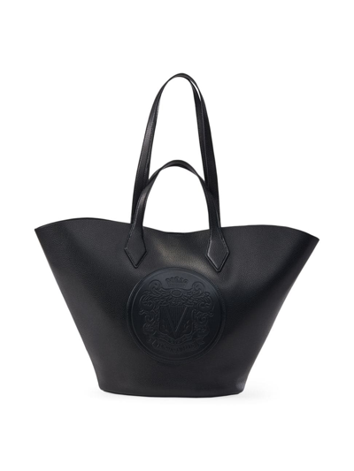 Shop Veronica Beard Women's Crest Pebble Leather Tote Bag In Black