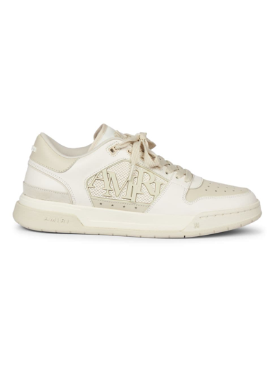 Shop Amiri Men's Logo Leather Classic Low-top Sneakers In Alabaster